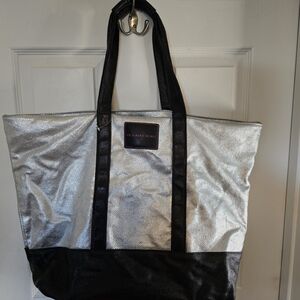Victoria's Secret Silver and Black Metallic Tote